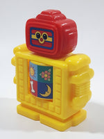 2001 Wendy's Hasbro Playskool Yellow and Red Robot 3 1/2" Tall Plastic Toy Figure