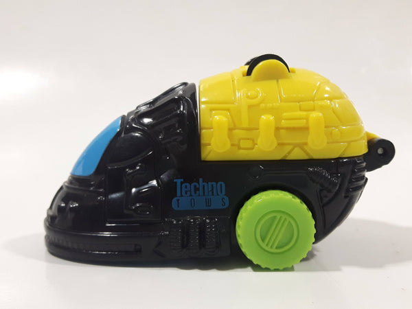 1995 Wendy's Techno Tows Tow Truck Black and Yellow Plastic Toy Car Vehicle