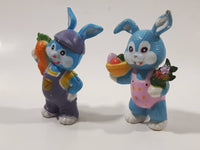 Easter Bunny Rabbits 2 3/4" Tall Hard Rubber PVC Toy Figures
