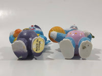 Easter Bunny Rabbits 2 3/4" Tall Hard Rubber PVC Toy Figures