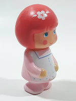 Vintage 1980 Sebino Italy #209 Red Hair Girl in Pink and White 2 3/4" Tall Plastic Toy Figure