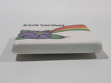 Hawaii Rainbow and Purple Flower Themed White Small 1 3/8" x 1 3/8" Ceramic Tile Fridge Magnet