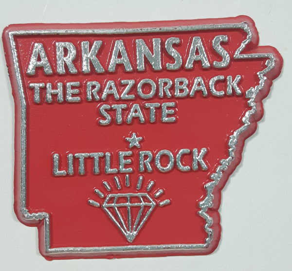 Arkansas "The Razorback State" Little Rock 1 3/4" x 2" State Shaped Rubber Fridge Magnet