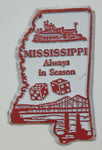 Mississippi "Always In Season" 1 1/4" x 2 1/4" State Shaped Rubber Fridge Magnet