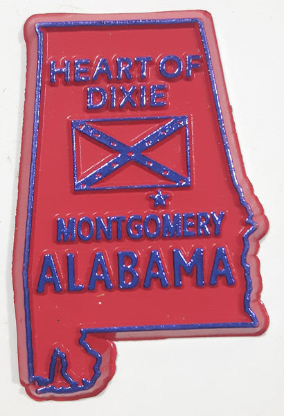 Alabama "Heart Of Dixie" Montgomery 1 1/2" x 2 1/4" State Shaped Rubber Fridge Magnet