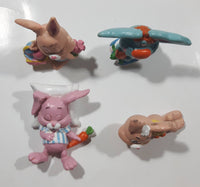 Vintage 1979 W. Berrie Easter Buddies Bunny Rabbits 2 3/4" Tall PVC Toy Figure Set of 4
