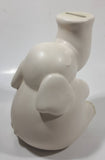 White Elephant Sitting with Trunk Up 6" Tall Ceramic Coin Bank