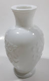 Vintage 1970s Avon Floral Embossed White Milk Glass 6 1/2" Tall Vase