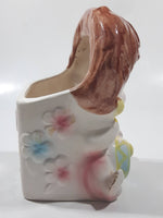 Vintage Cute Baby Playing Drum 5 1/2" Tall Ceramic Pottery Flower Planter Made in Japan