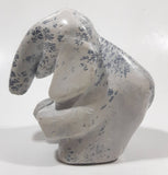 African Elephant Light Grey Solid Soapstone Hand Carved 4 1/4" Tall Animal Sculpture