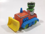 1986 Playskool Muppets Sesame Street Oscar The Grouch Bull Dozer Blue Orange Yellow Die Cast Toy Car Vehicle