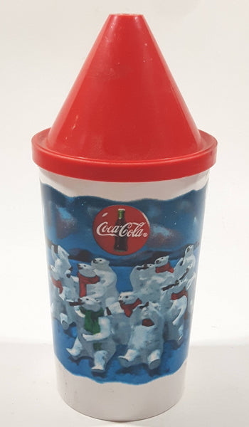 1993 The Collectibles Coca Cola Polar Plastic Drinking Cup with Straw Hole Lid