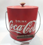 Drink Coca Cola Ice Bucket Pail Galvanized Metal Plastic Coated with Wood Handle