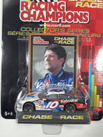 2002 Edition ERTL Racing Champions Chase The Race NASCAR #10 Johnny Benson Valvoline Pontiac Grand Prix White Blue Die Cast Toy Race Car Vehicle with Collector Card and Display Stand - New in Package