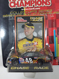 2002 Edition ERTL Racing Champions Chase The Race NASCAR #48 Kenny Wallace Stacker Chevrolet Monte Carlo Black Die Cast Toy Race Car Vehicle with Collector Card and Display Stand - New in Package