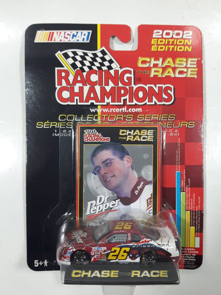 2002 Edition ERTL Racing Champions Chase The Race NASCAR #26 Lyndon Amick Dr Pepper Spider-Man Chevrolet Monte Carlo Dark Red and White Die Cast Toy Race Car Vehicle with Collector Card and Display Stand - New in Package