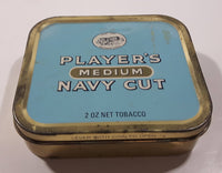 Vintage Player's Medium Navy Cut 2 oz Light Blue Tin Metal Tobacco Container
