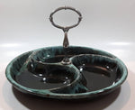 Vintage Evangeline Canada Pottery 11" Diameter Drip Glaze Three Compartment Serving Platter Dish with Handle