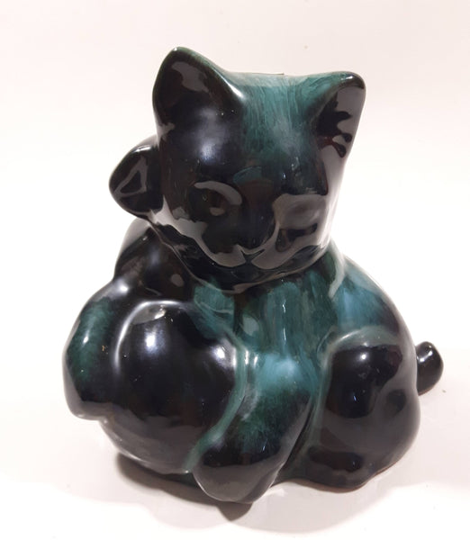Vintage Blue Mountain Pottery 6" Tall Kitty Cat Kitten with Yarn Animal Figurine Ornament