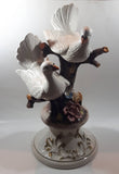 Vintage Capodimonte Large 18" Tall Porcelain Pottery Bird Sculpture Made in Italy - Chipped Flowers