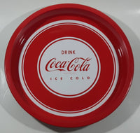 2009 Drink Coca Cola Ice Cold Red and White 12 1/4" Diameter Round Circular Metal Beverage Serving Tray