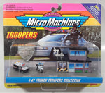 Extremely Rare Preproduction 1993 Galoob Micro Machines Troopers #41 French Troopers Collection Police Cops Die Cast Miniature Toy Car Vehicles, Badge and Building Set 75030 New in Package