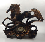Vintage Anker Horse Running Copper Toned Ceramic Animal Sculpture Clock Made in Germany - Repaired Mane