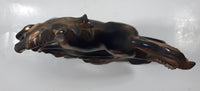 Vintage Anker Horse Running Copper Toned Ceramic Animal Sculpture Clock Made in Germany - Repaired Mane