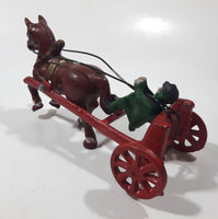 Antique Early 20th Century US Mail Horse Carriage Wagon with Driver Cast Iron Toy Missing Cab