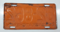 Vintage 1942 Saskatchewan Blue Lettering Orange Vehicle License Plate Metal Tags 82-862