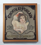 Vintage Chocolat Poulain 16 1/4" x 18 1/4" Wood Framed Glass Advertising Mirror