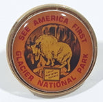 Vintage Glacier National Park See America First Great Mountain Railway Ram Mountain Goat Themed 7/8" Diameter Lapel Pin
