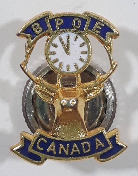 BPOE Benevolent and Protective Order of Elks Canada Club Fraternity Clock and Elk Themed Tiny 3/8" x 5/8" Enamel Metal Lapel Screw Back Pin