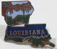 Louisiana State Shaped 1 1/8" x 1 1/4" Enamel Metal Lapel Pin
