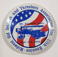 Vintage 27th Reunion Midwest Old Settlers and Threshers Association Sept 2-6, 1976 Mt. Pleasant, Iowa 1 5/8" Diameter Round Metal Button Pin
