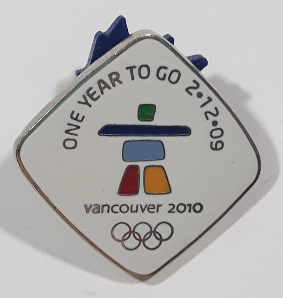 Vancouver 2010 Winter Olympic Games "One Year to Go 2-12-09" 7/8" x 7/8" Enamel Metal Lapel Pin