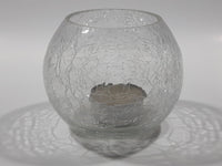 Crackle Glass Tealight Candle Holder 3" Tall 4" Wide