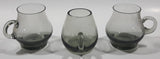 Set of 3 Black Tinted Glass Small 2 3/8" Tall Cups - Two The Same One Different