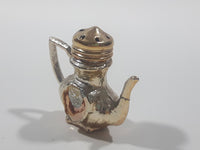 Metal Silver Tone Miniature Teapot Shaped 1 7/8" Tall Salt or Pepper Shaker Made in Japan