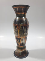 Vintage Pyramids Themed 6" Tall Brass and Copper Metal Vase