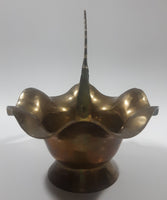Vintage Skirted Brass Candy Dish with Handle 5" Diameter