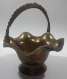 Vintage Skirted Brass Candy Dish with Handle 5" Diameter