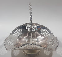 Vintage Silver Plated Brass Metal Candy Dish with Handle 4" x 6"