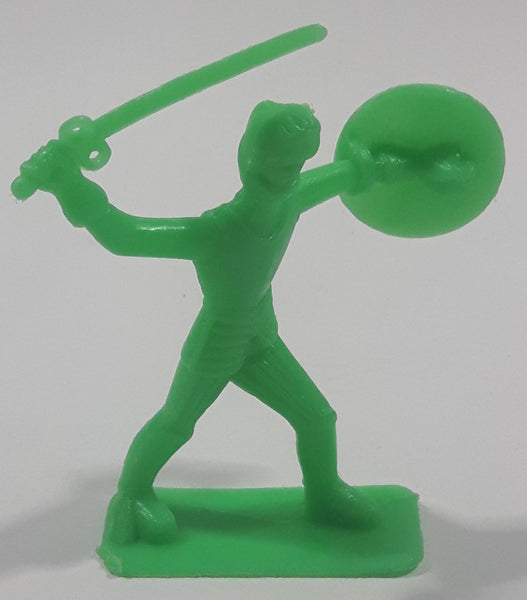 Green Army Military Soldier with Sword and Shield 2 3/8" Tall Plastic Toy Figure