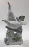 White Love Birds 8" Tall Porcelain Ceramic Bird Sculpture