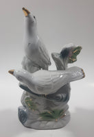White Love Birds 8" Tall Porcelain Ceramic Bird Sculpture