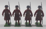 Vintage Britains Ltd Beefeater Yeoman Guard Soldier 3" Tall Toy Metal Figures Lot of 4