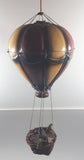 Vintage Red and Yellow Wood Hot Air Balloon with Basket Folk Art Hanging 15" Tall
