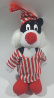 1992 McDonald's Warner Bros. Looney Tunes Sylvester The Cat in Red and White Pajamas 8" Tall Stuffed Animal Cartoon Character Plush