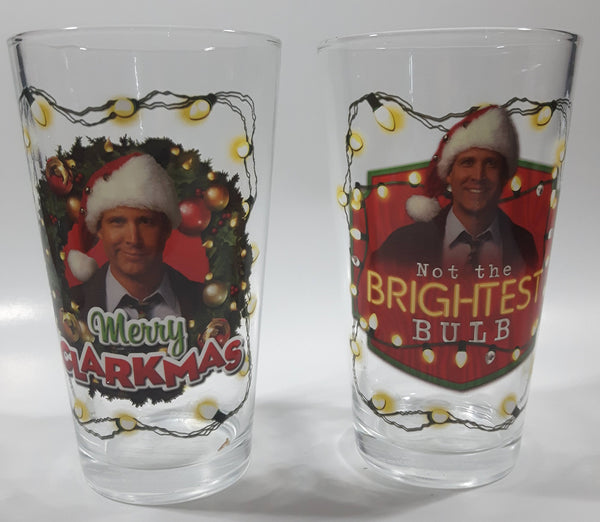 2018 Silver Buffalo National Lampoon's Christmas Vacation "Merry Clarkmas" and "Not the Brightest Bulb" 5 3/4" Tall Glass Cup Set of 2